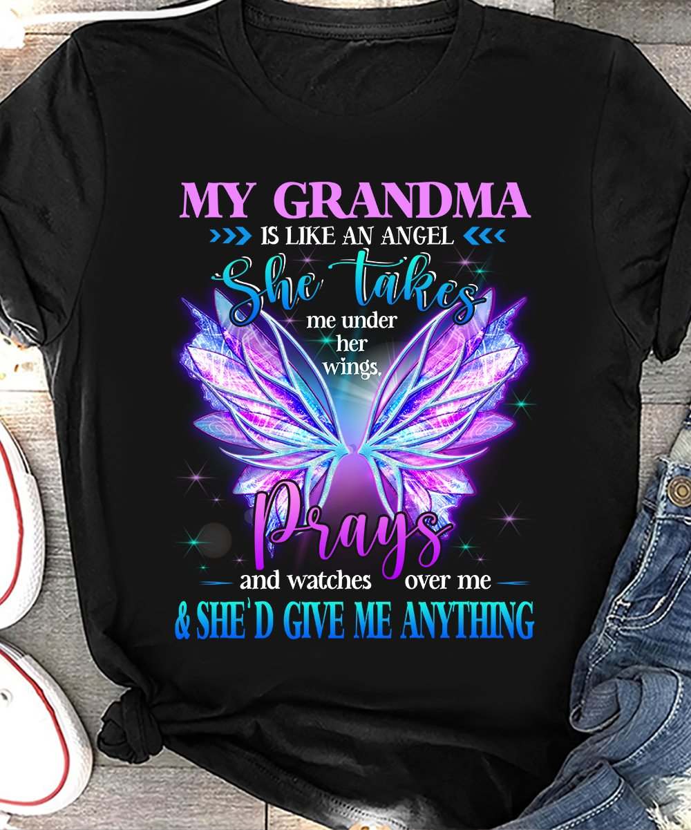 My grandma is like an angel she takes me under her wings prays and watches over me - Grandma in heaven