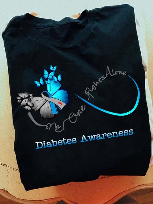 No one fights alone - Diabetes awareness, diabetes butterfly