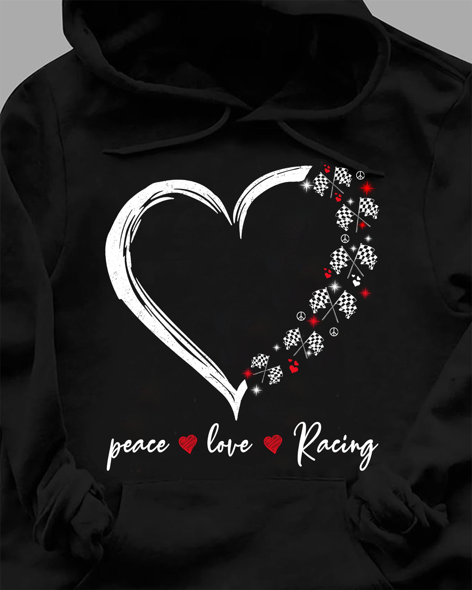 Peace love racing - Racing flag, racing lover
