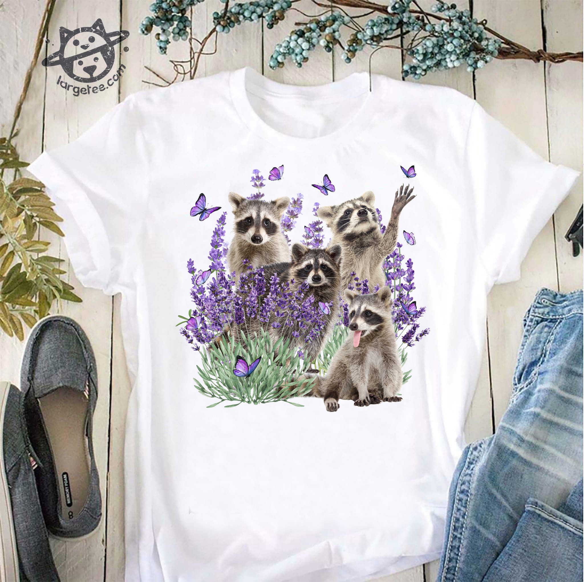 Racoon and butterflies - Racoon lover