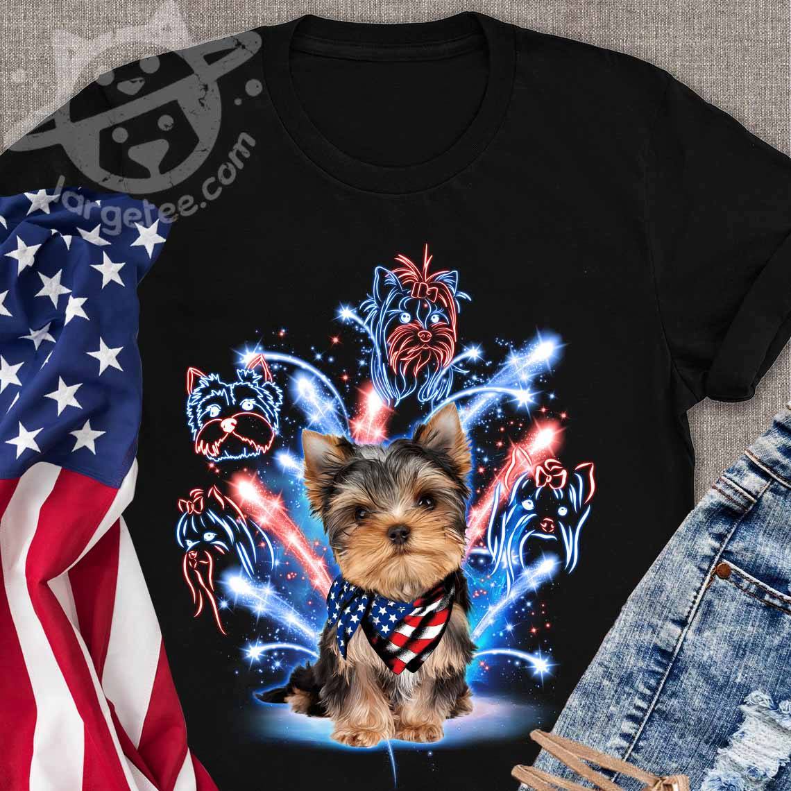 Shih Tzu dog and America flag - Dog lover, independence day