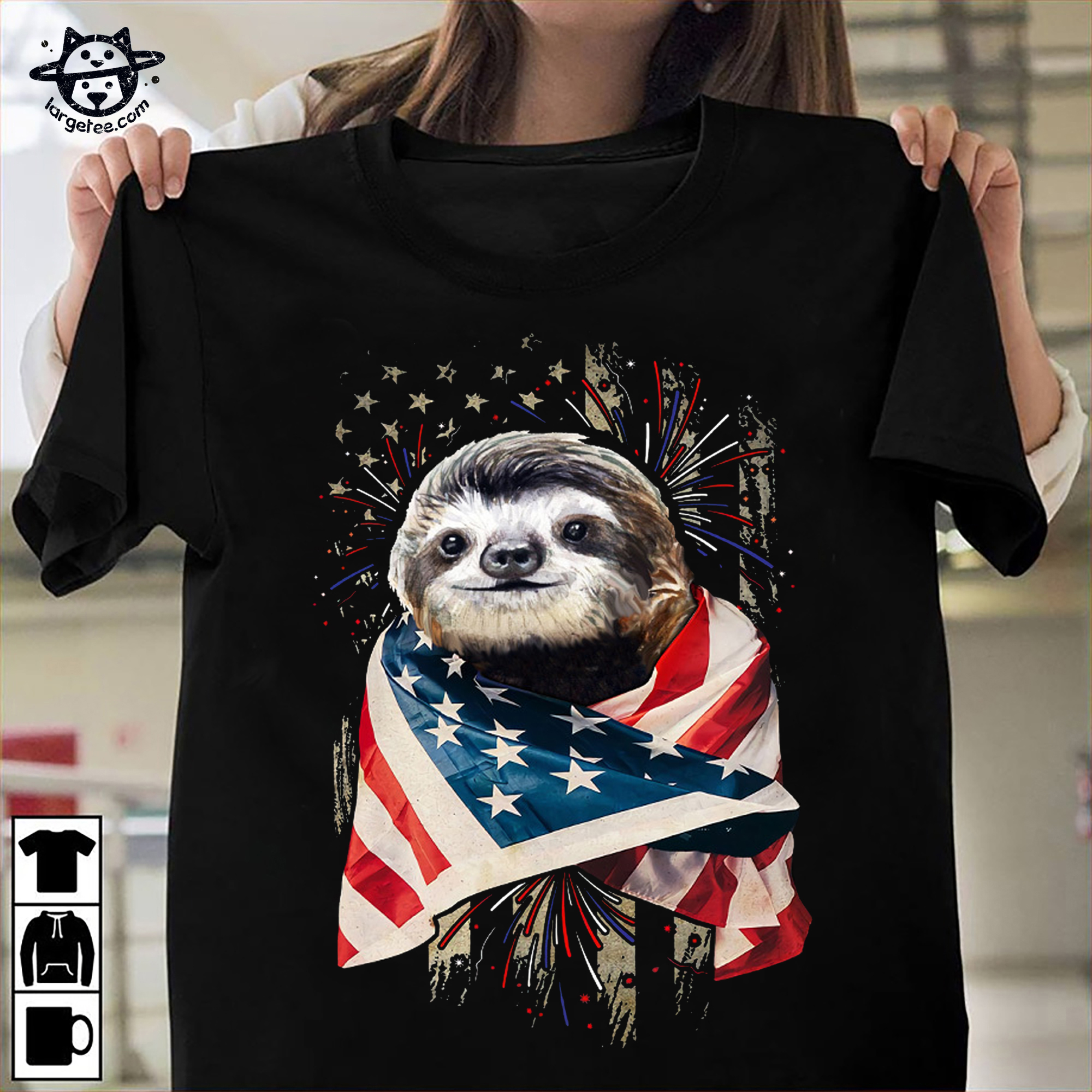 Sloth and America flag - The independence day, sloth lover