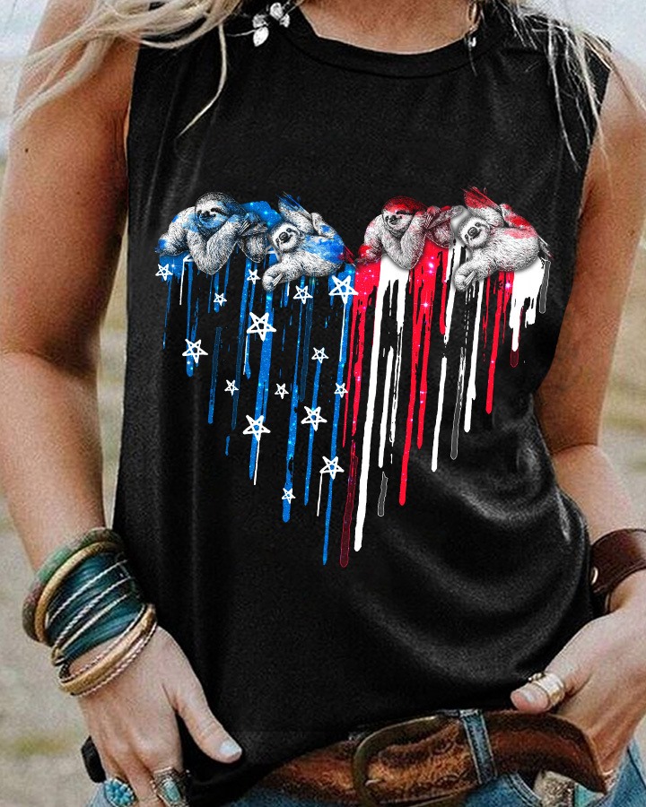 Sloth lover, America flag - The independence day