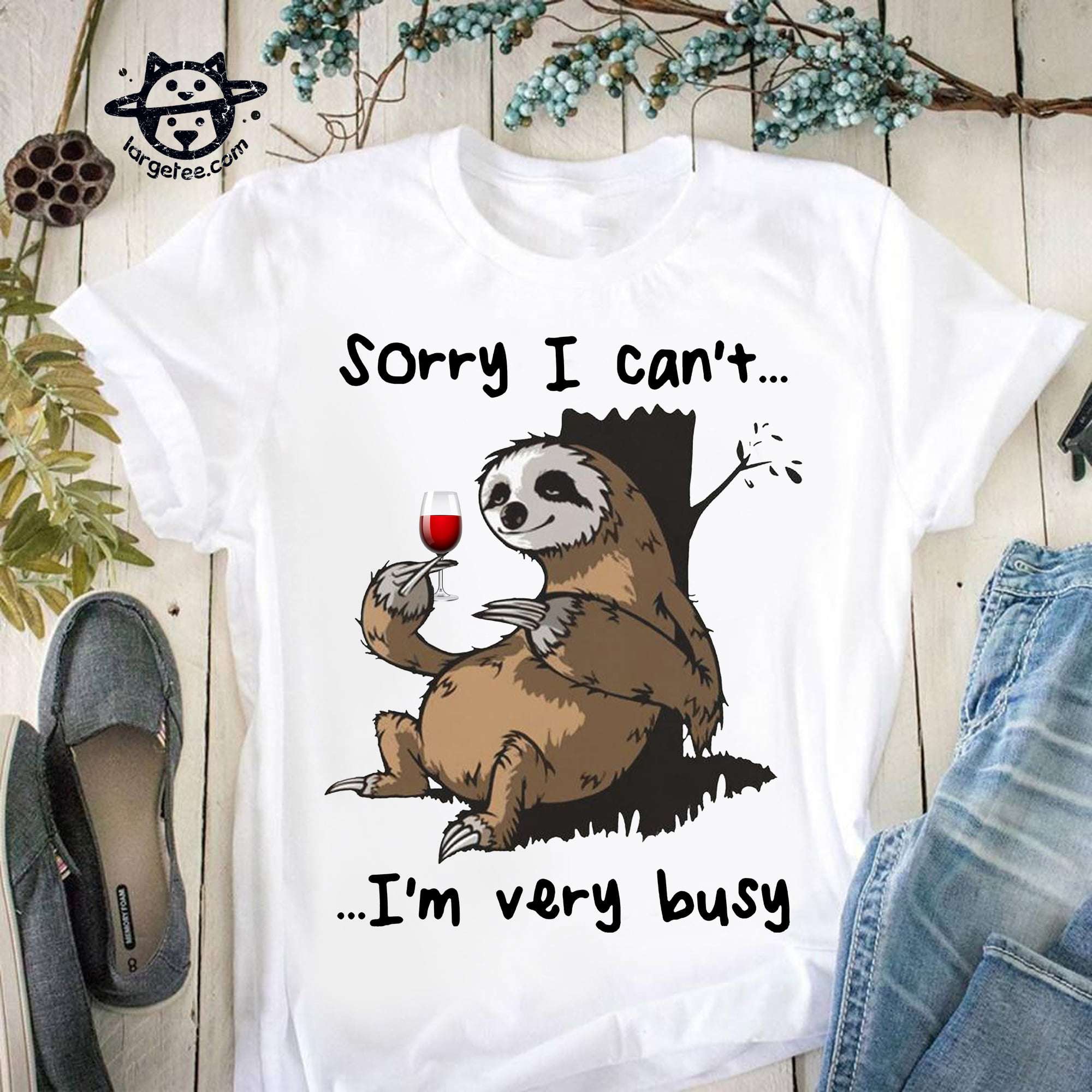 Sorry I can't I'm very busy - Sloth with wine, wine lover