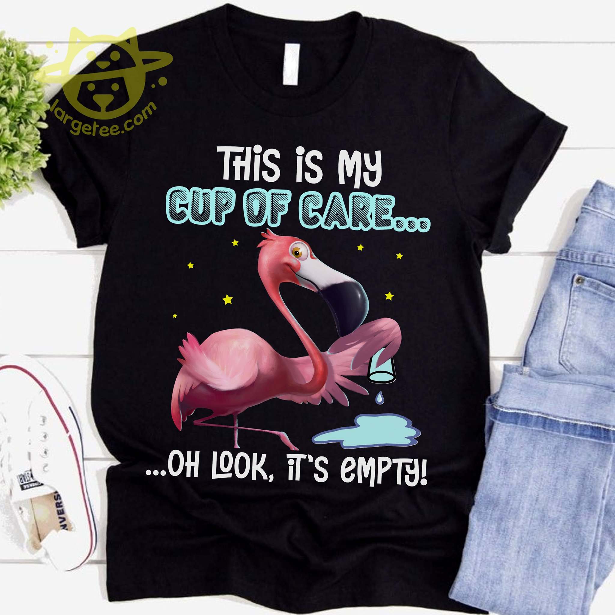 This is my cup of care oh look, it's empty - Grumpy flamingo