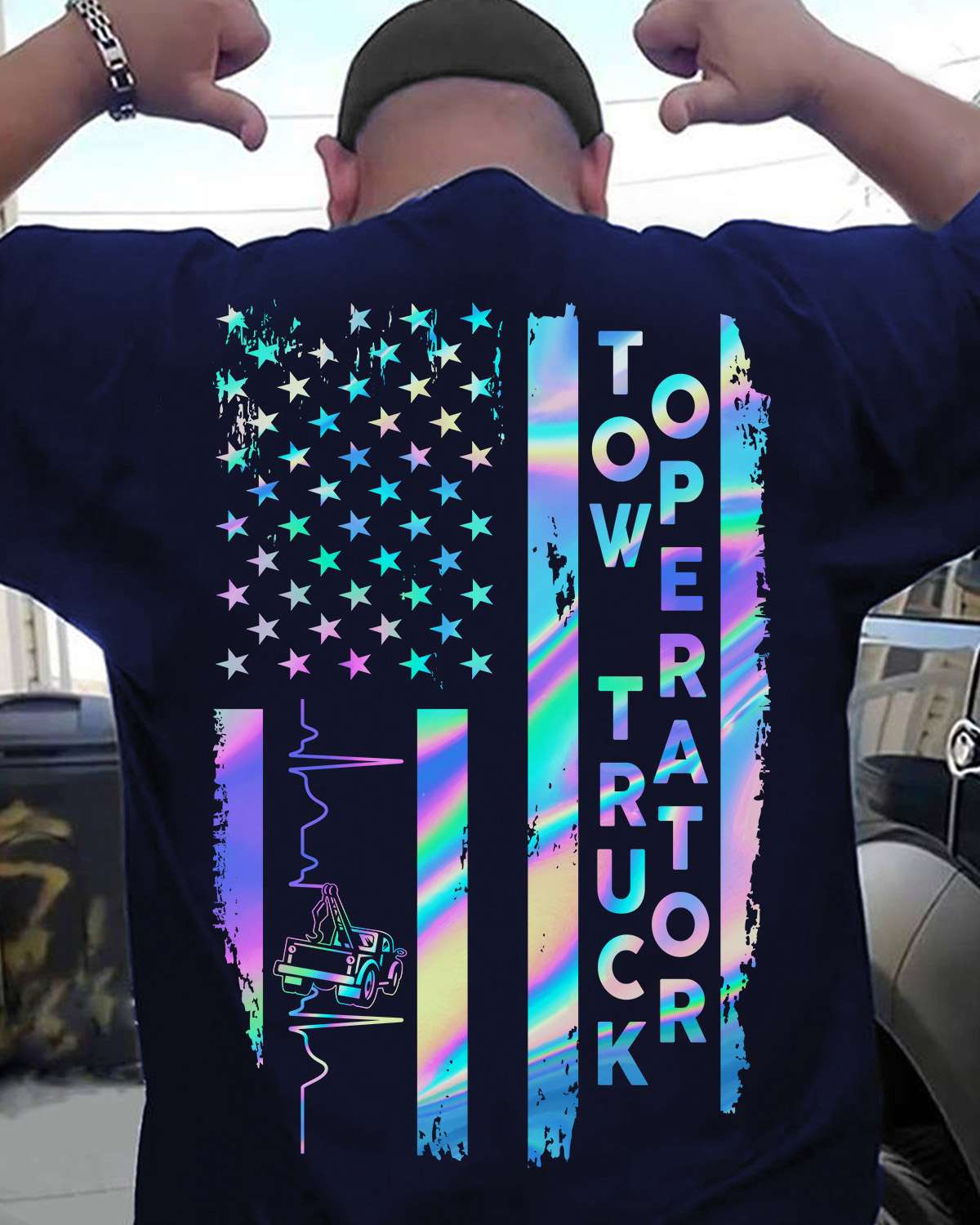 Tow truck operator - America flag, America independence day