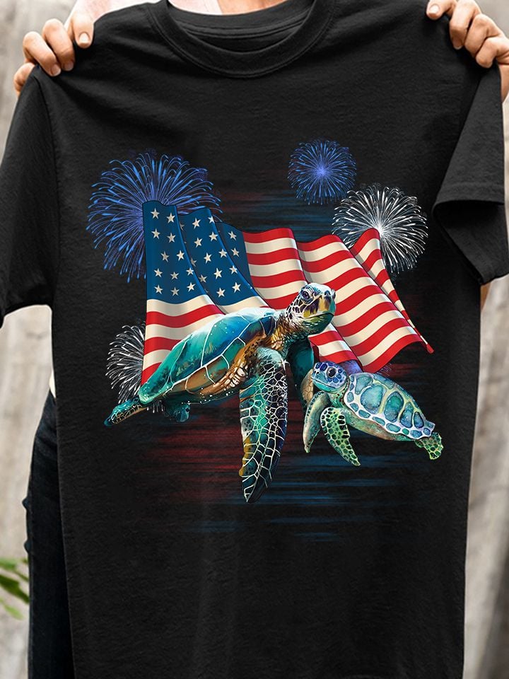 Turtle and America flag - Turtle lover