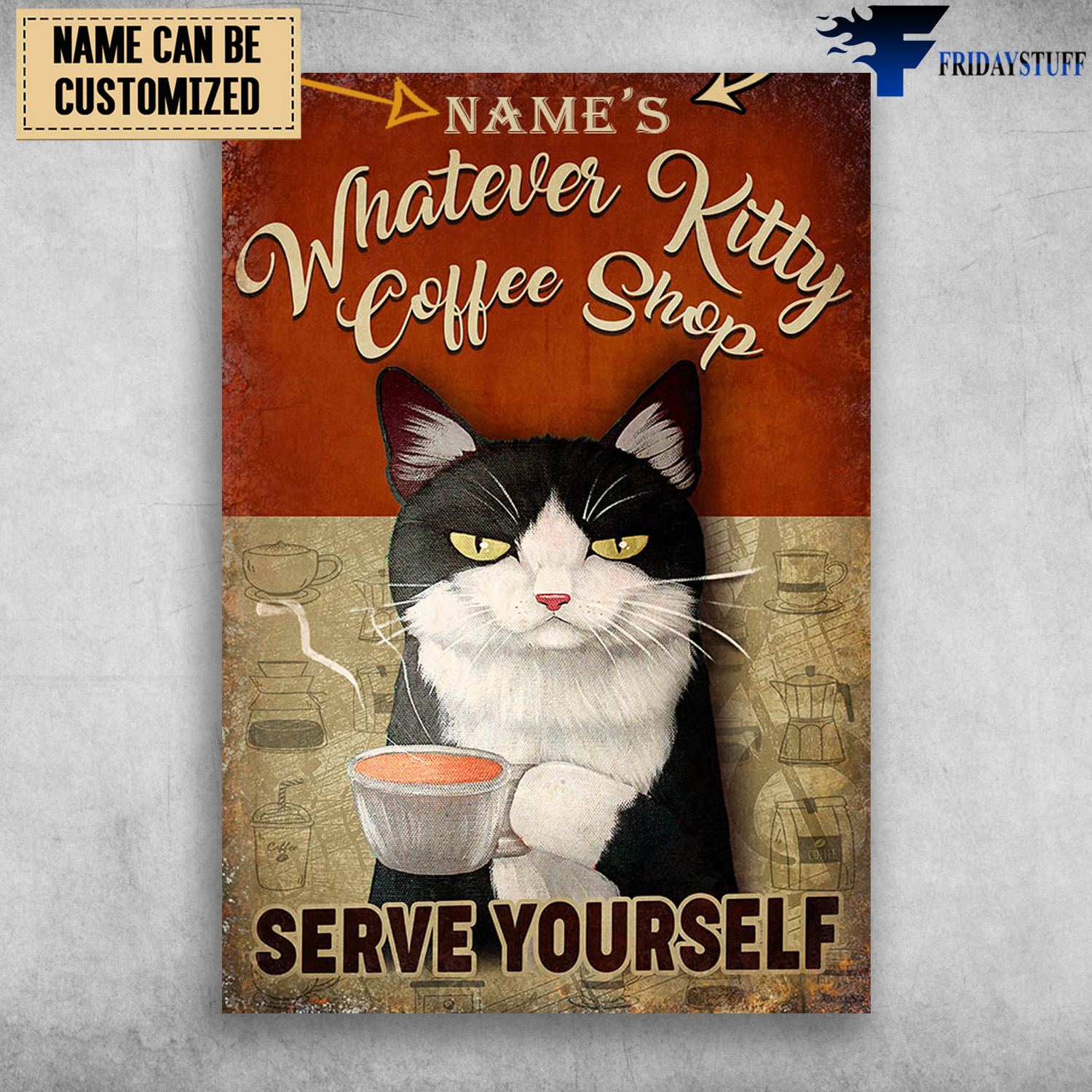 Tuxedo Cat Coffee, Whatever Kitty, Coffee Shop, Serve Yourself