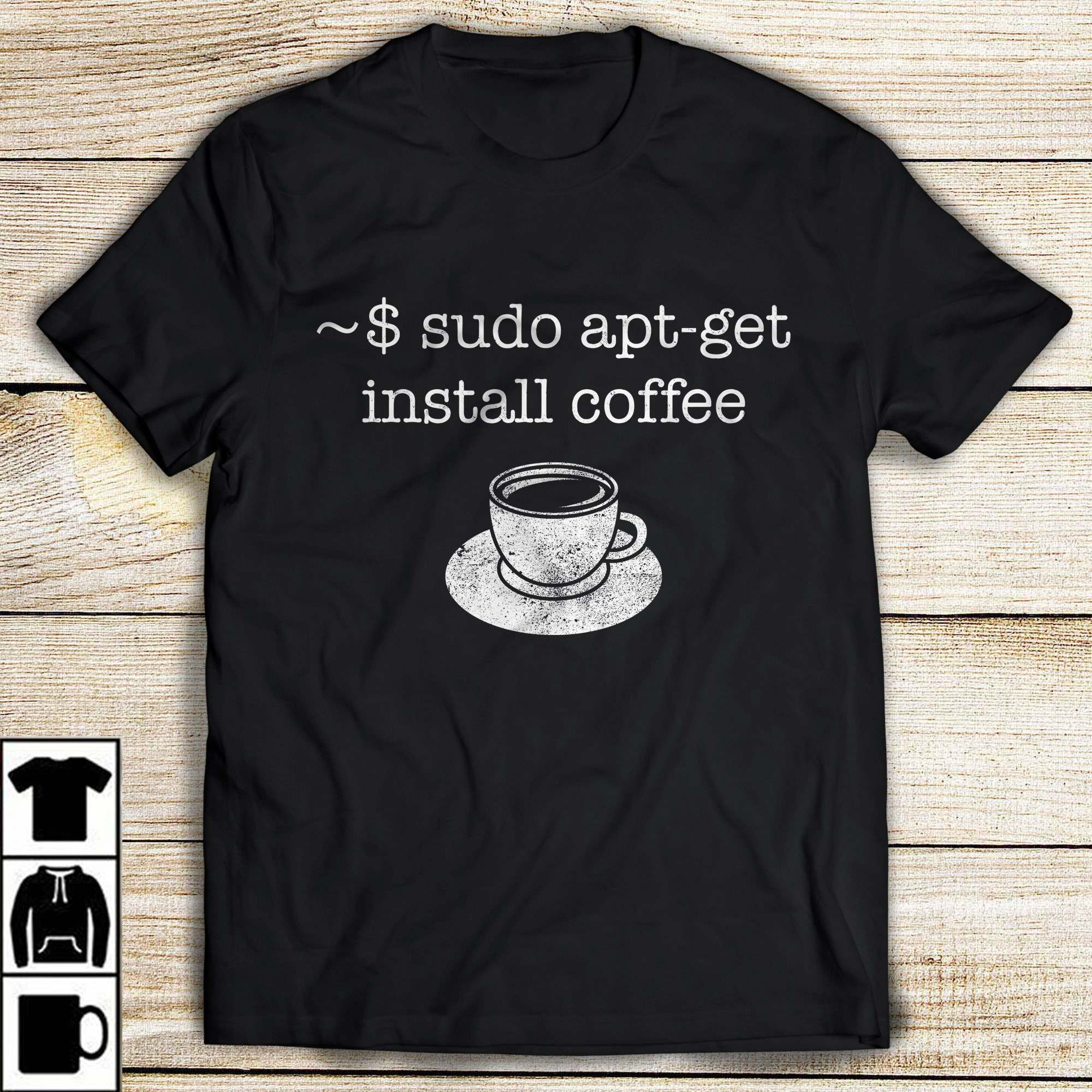 ~$ sudo apt-get install coffee - cup of coffee, coffee lover