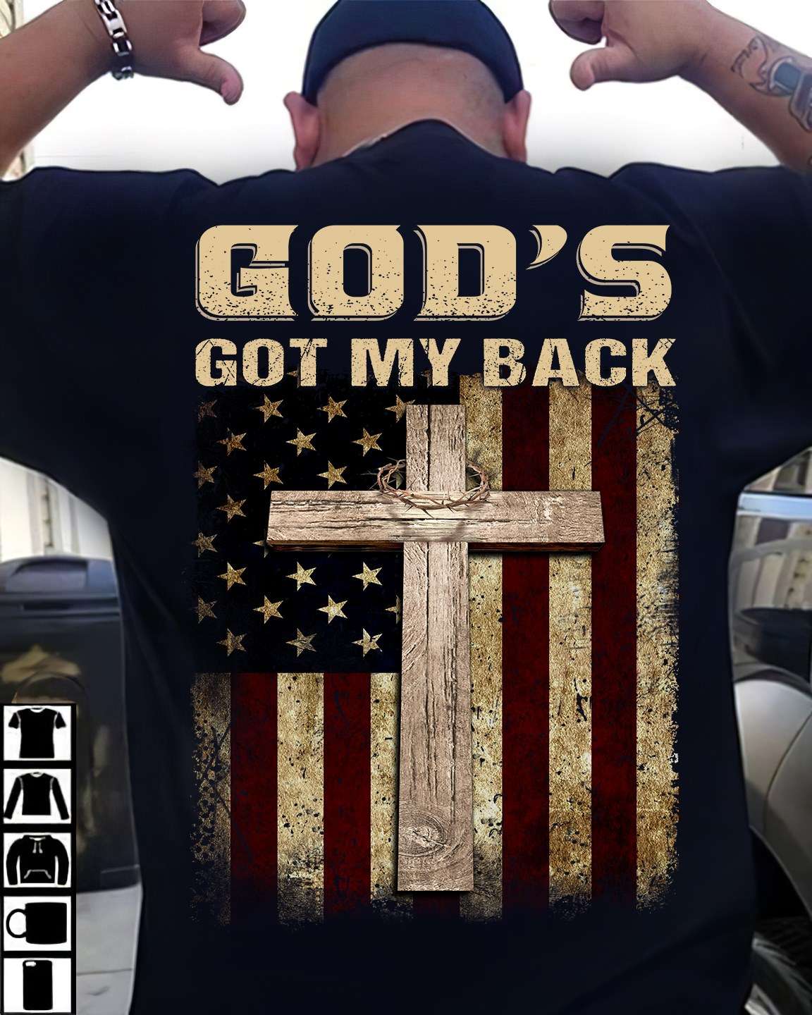 God's Cross America Flag - God's goy my back