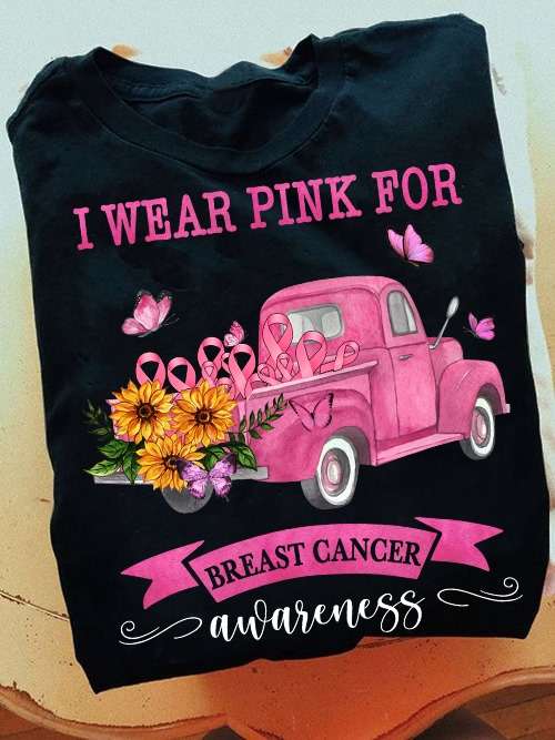 Riboon Awareness Sunflower Car - I wear pink for breast cancer awareness