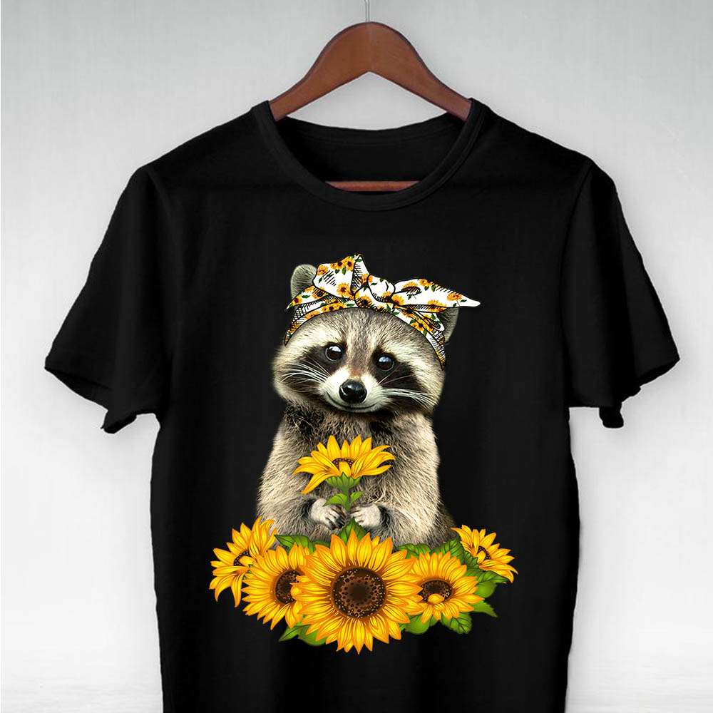 Little Raccoon - Raccoon with headband, Raccoon sunflower