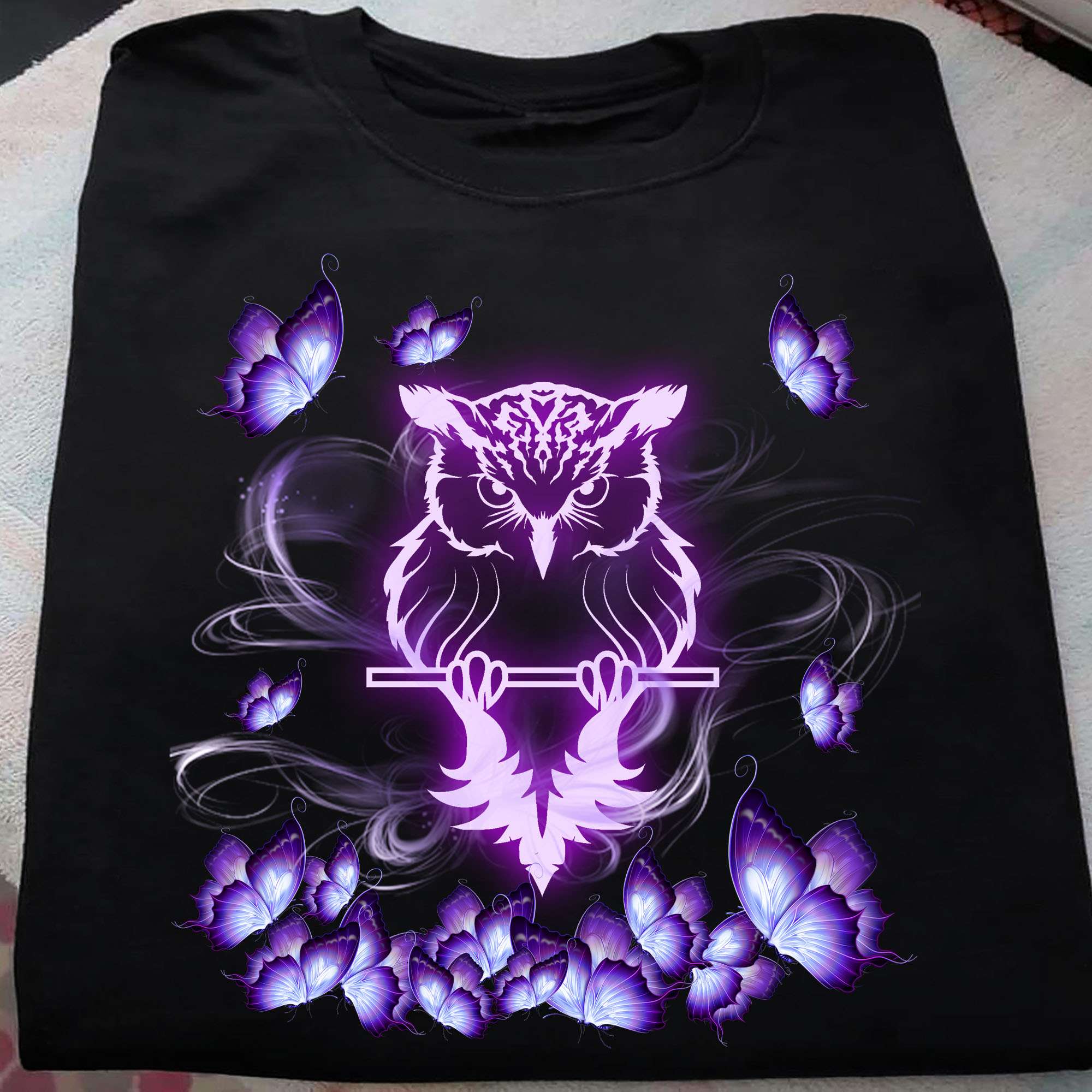 Beautiful Owl - Purple Owl, purple butterfly