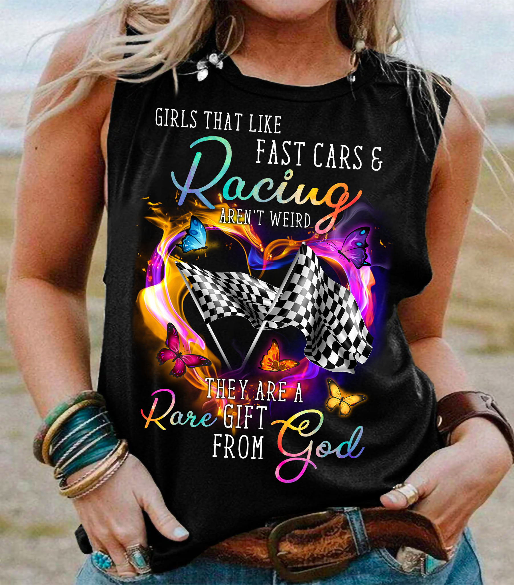 Racing Flag - Girls that like fast cars and racing aren't weird they are a rare gift form god