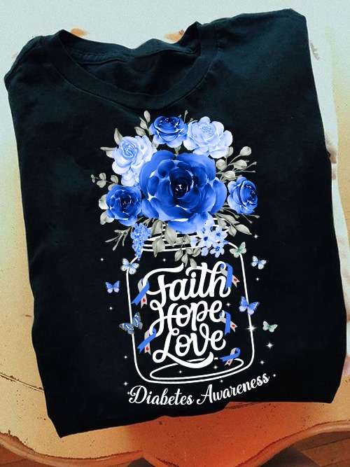 Diabetes Awareness Flower - Faith hope love diabetes awareness