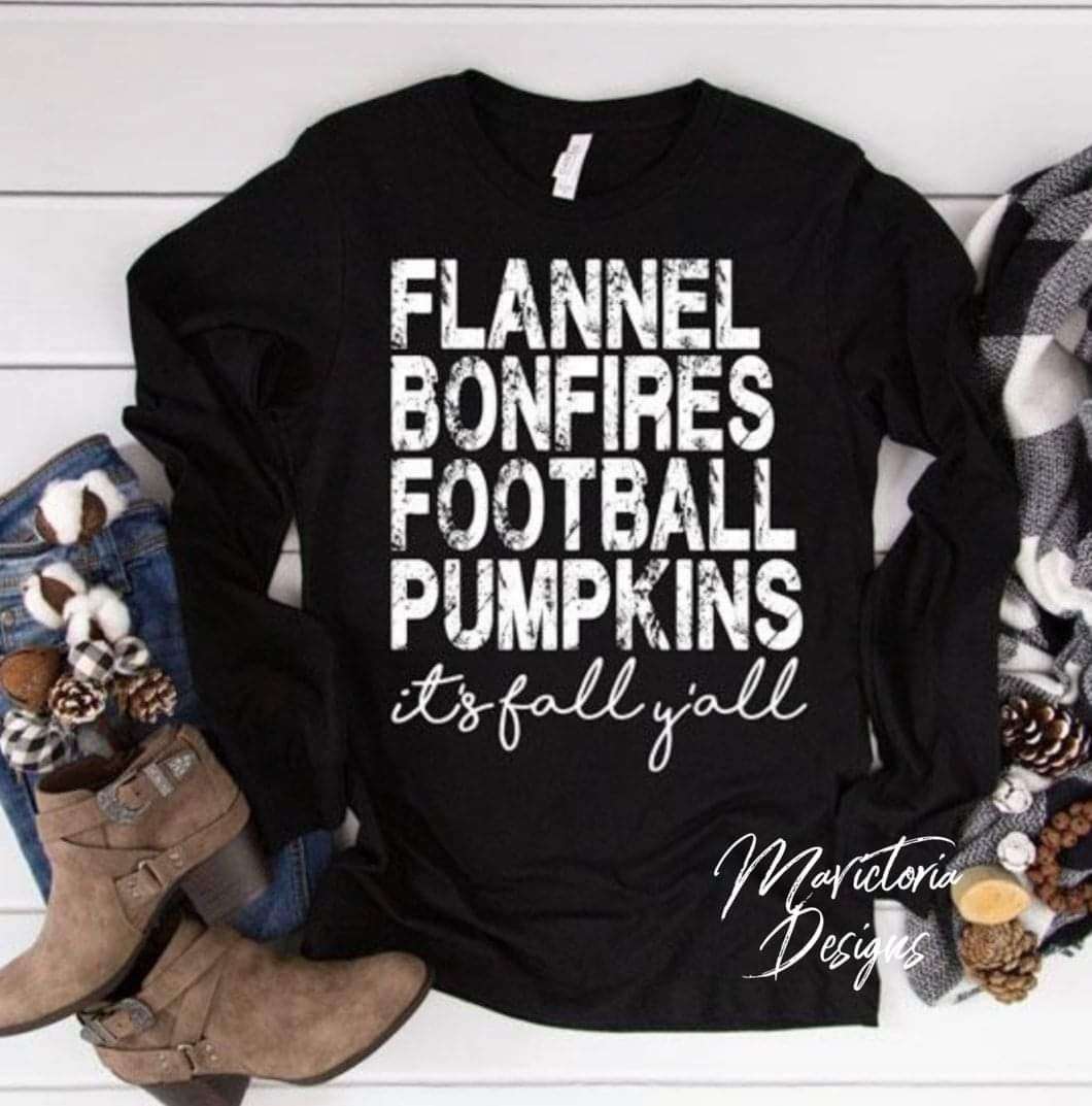 Flannel bonfires football pumpkins it's fall y'all