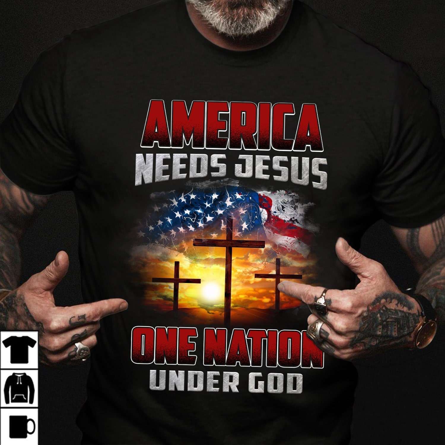 America needs Jesus - One nation under God, America flag