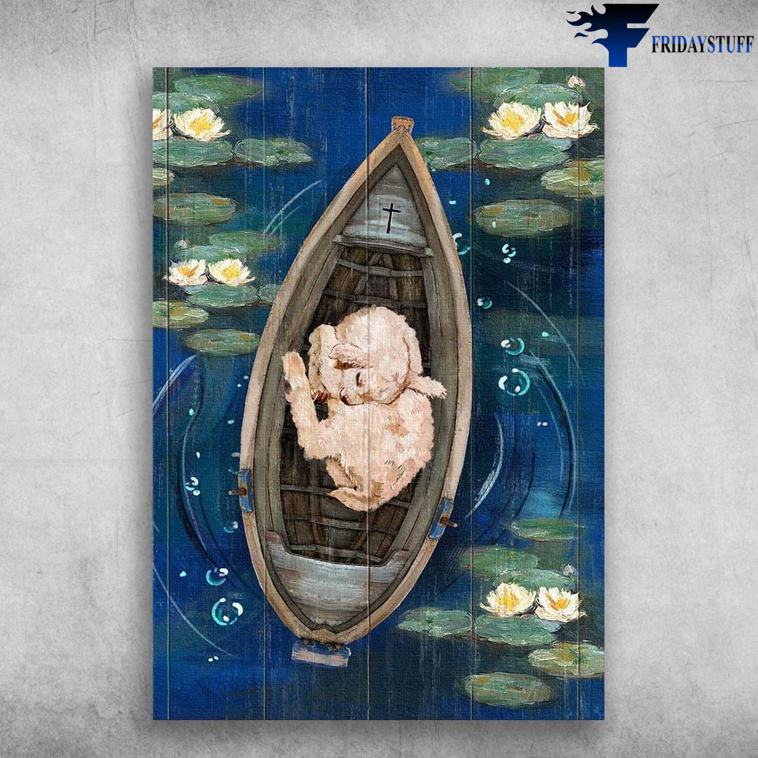 Baby Lamb River - Canoe Lamb Poster