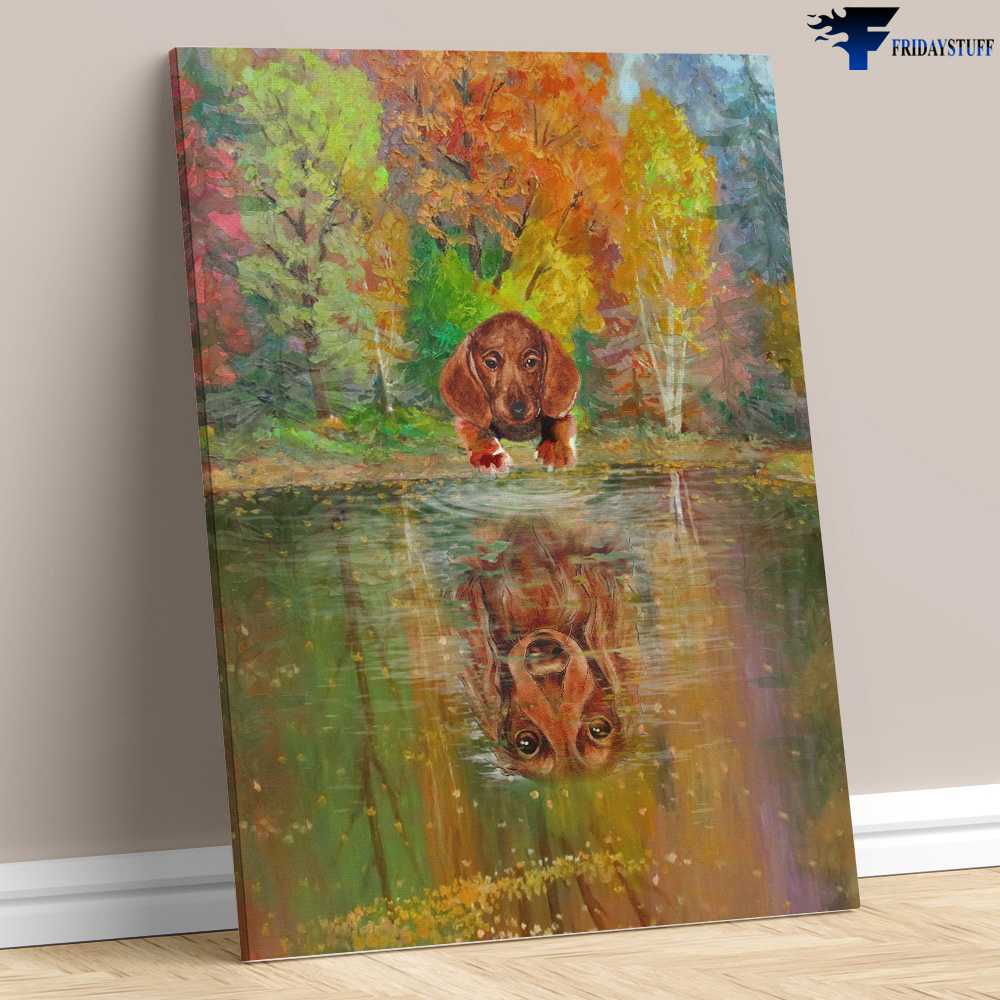 Dachshund Terrier – Dog Oil Painting, Autumn Scene