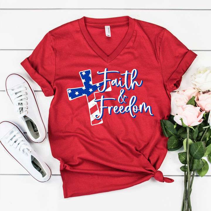 Faith and freedom - America flag, god cross