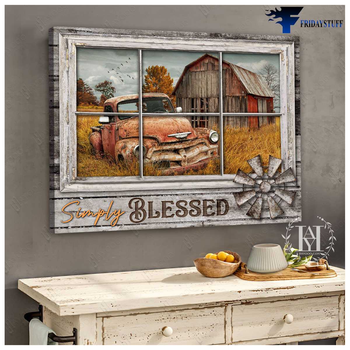 Farm Truck Window - Simply Blessed