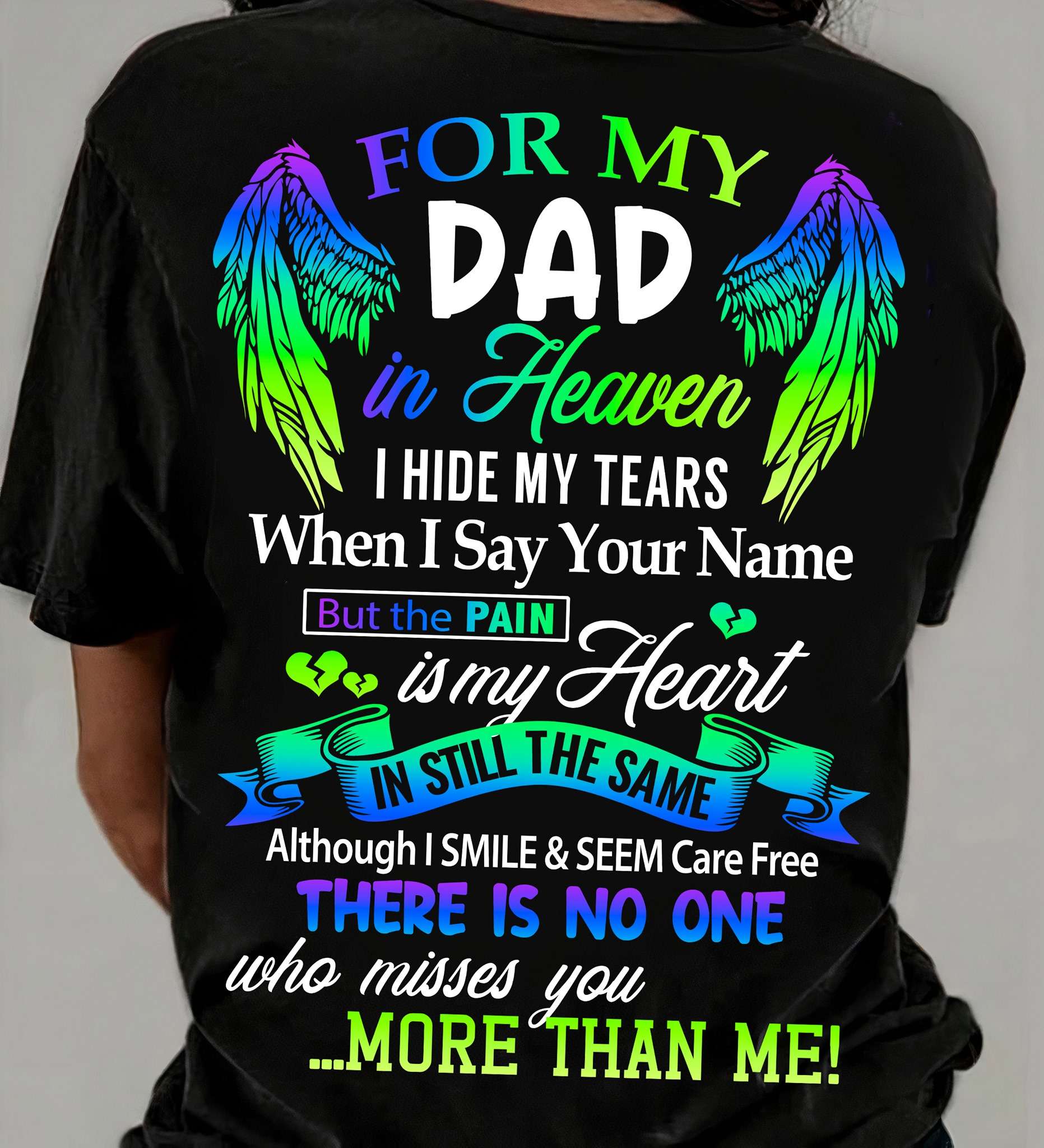 For my dad in heaven I hide my tears when I say your name - Dad with wings, father in heaven