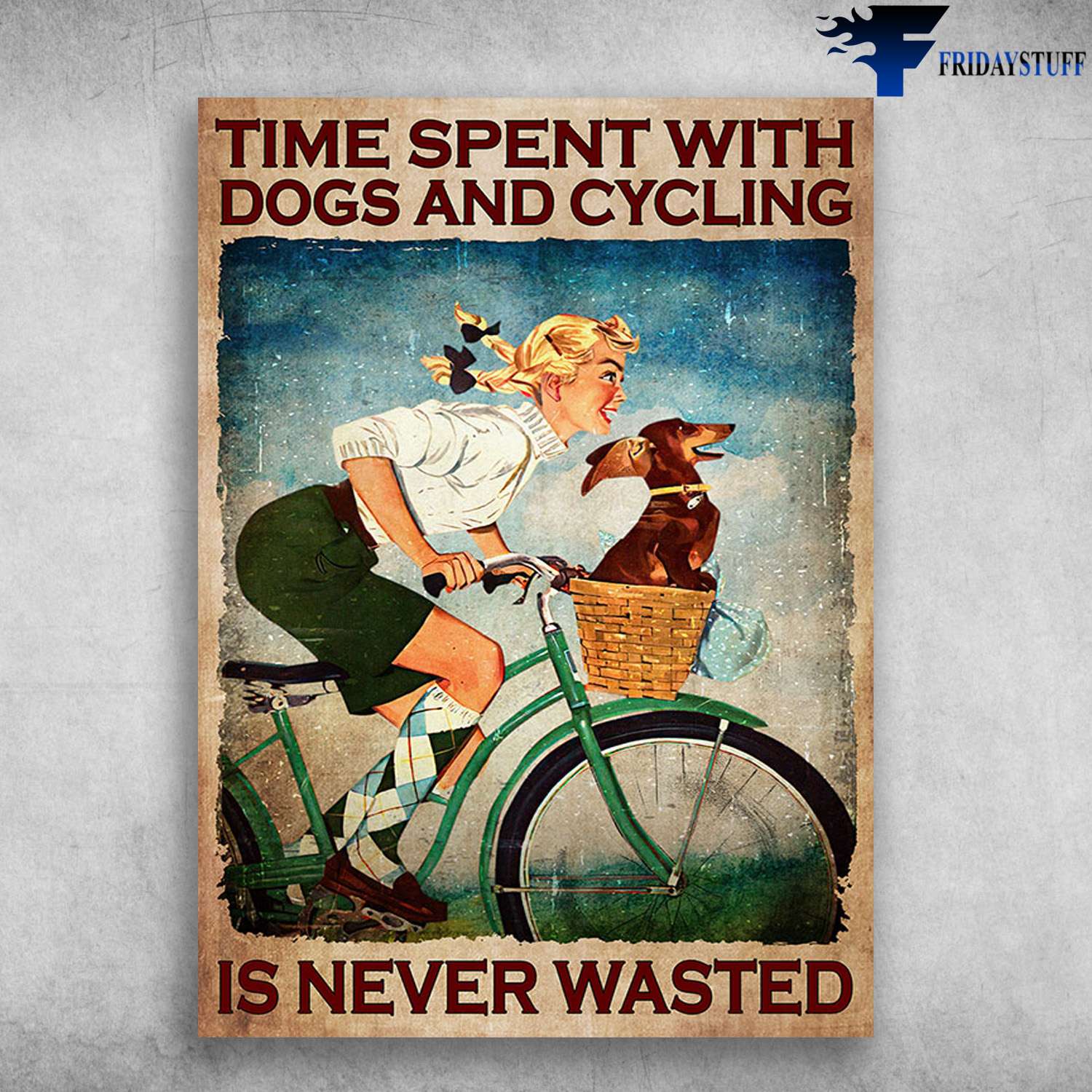 Girl Cycling Dachshund - Time Spent With, Dog And Cycling, Is Never Wasted
