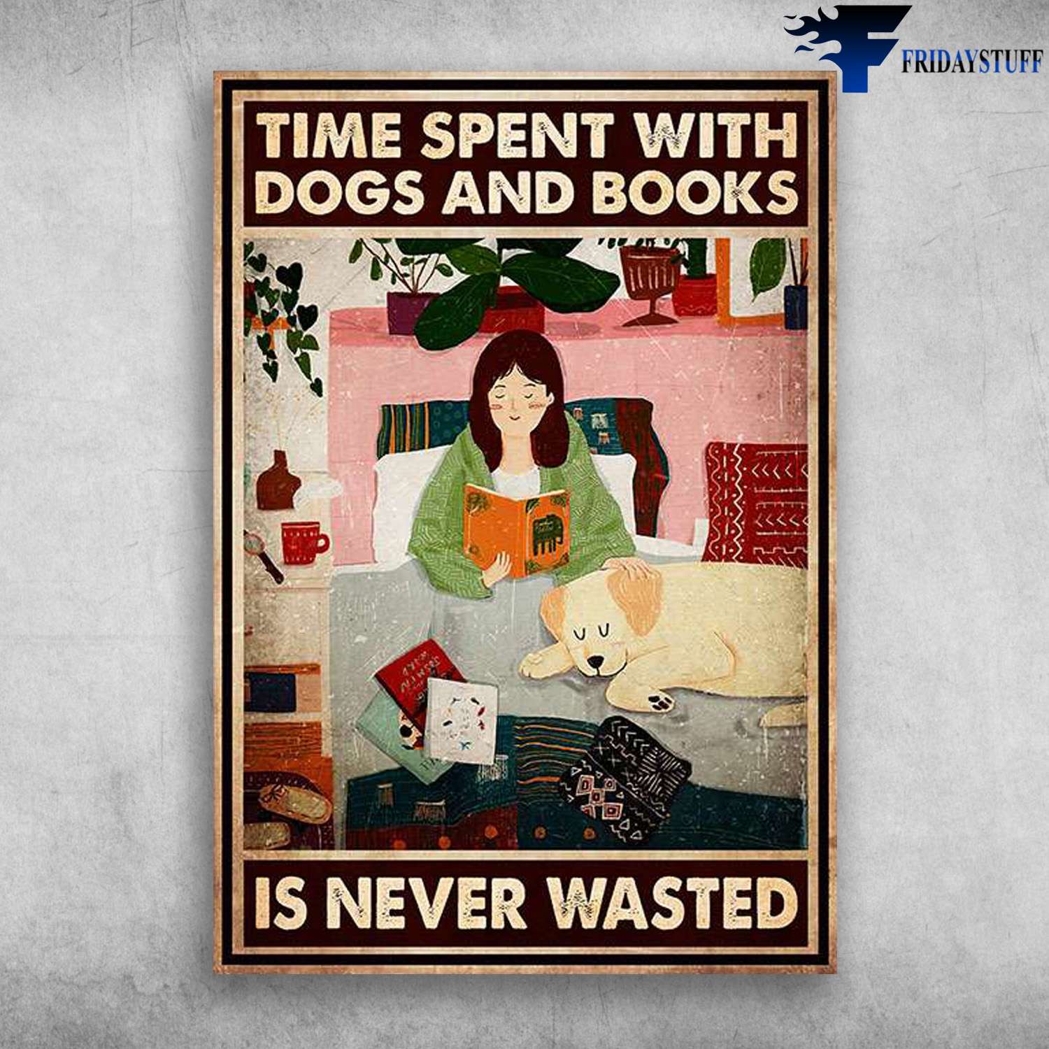 Girl Reading, Book And Dog - Time Spent With Dogs And Books, Is Never Wasted