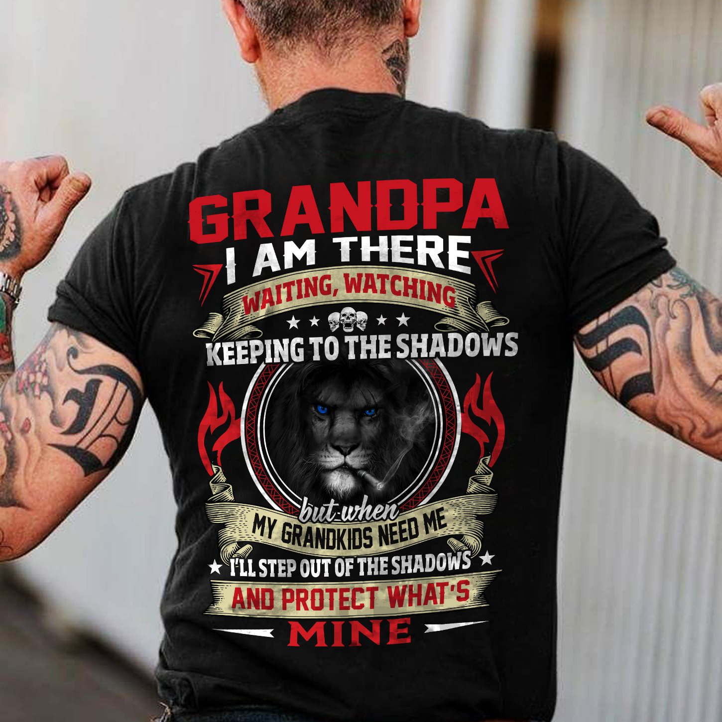 Grandpa I am there waiting, watching keeping to the shadows - Lion grandpa, lion smoker