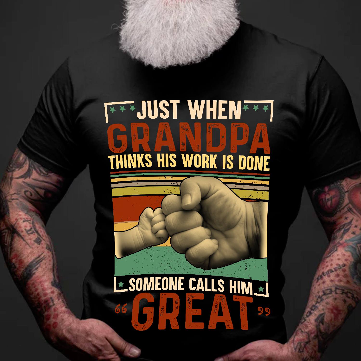 Just when grandpa thinks his work is done someone calls him great - Grandpa and grandkid