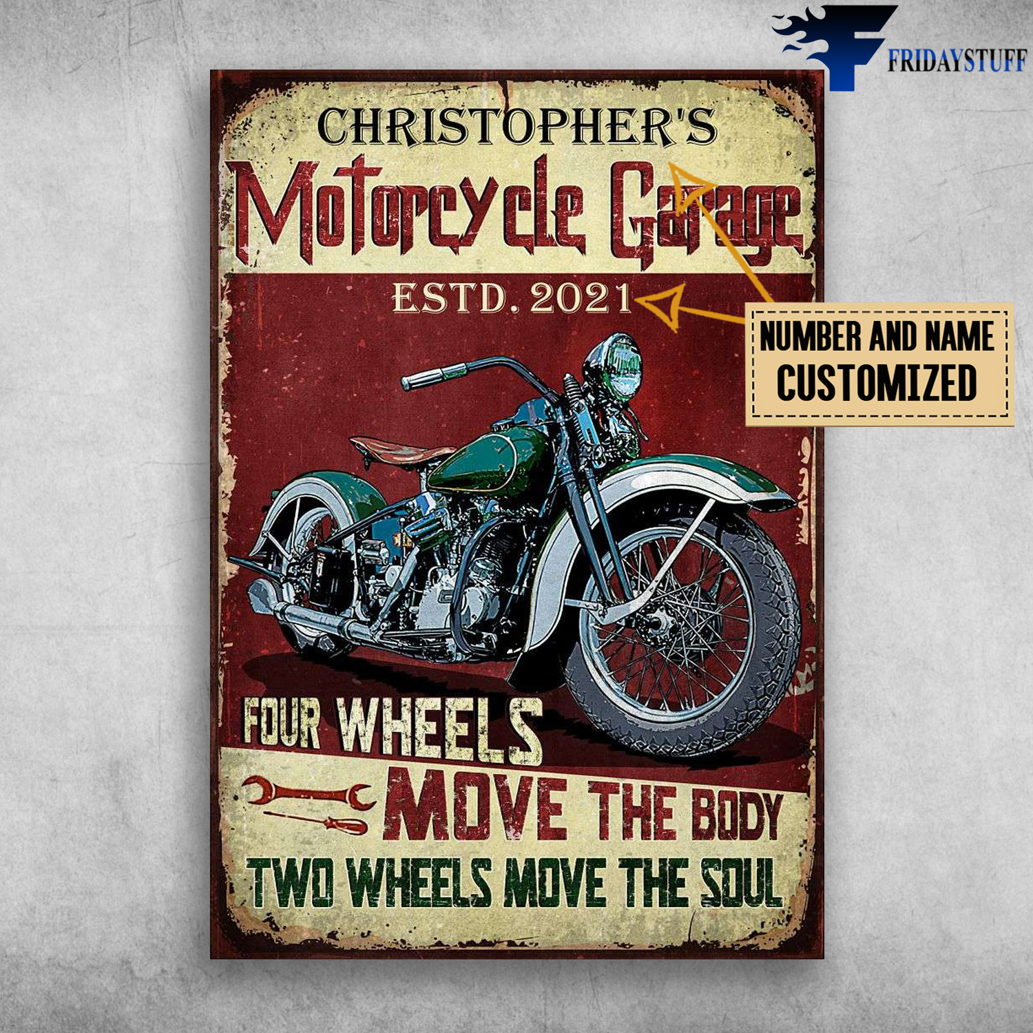 Motorcycle Garage, Four Whells, Move The Body, Two Wheels Move The Soul