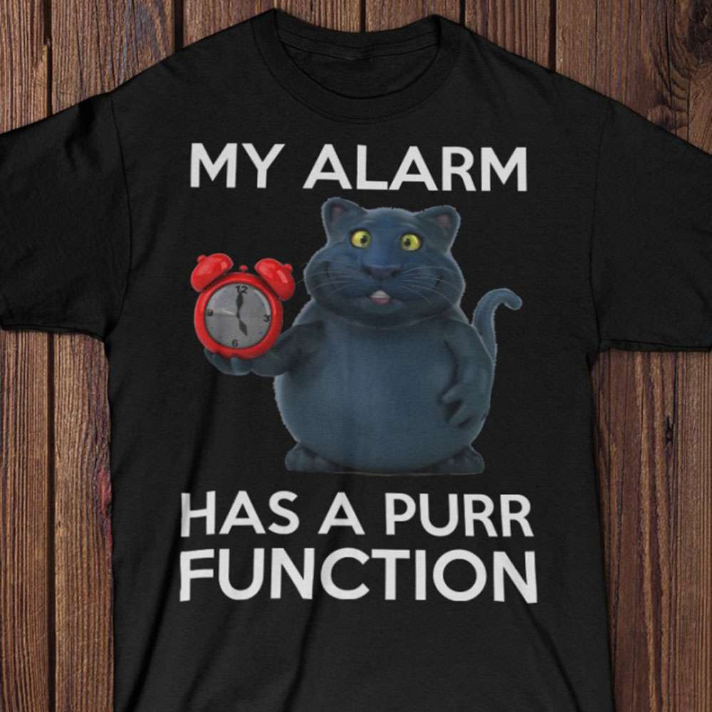 My alarm has a purr fuction - Black cat, cat lover, cat and clock
