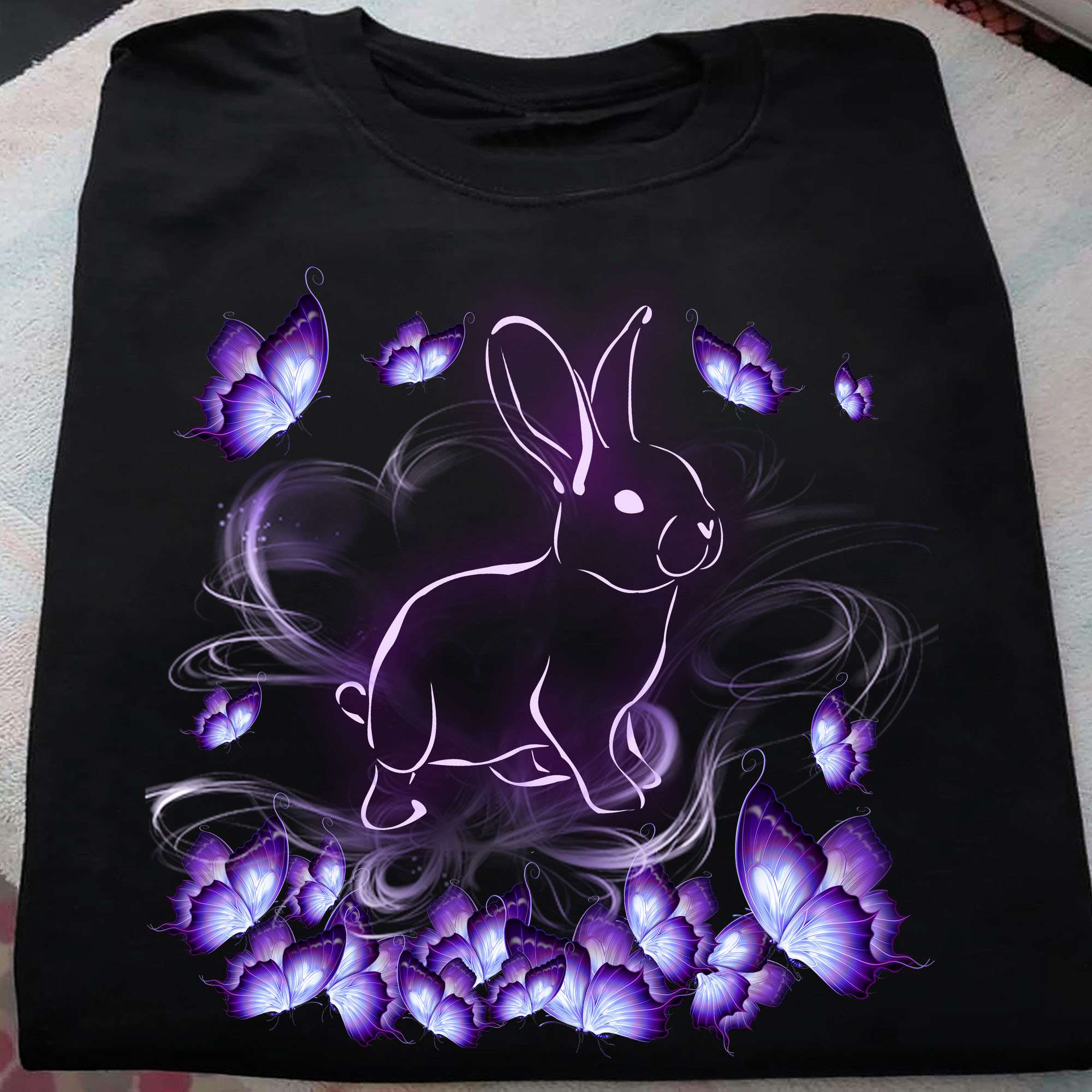 Rabbit and butterflies - Rabbit lover, animal lover