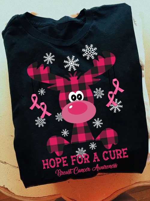 Christmas Reindeer - Hope for a cure breast cancer awareness