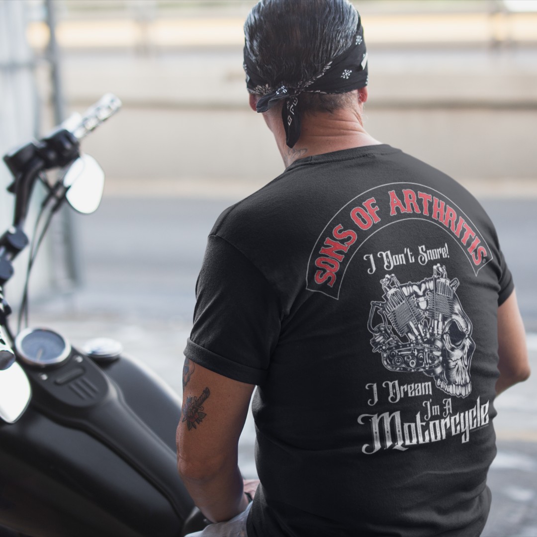 Motocycles Skull - Sons of arthritis i don't snore i dream i'm a motocycle