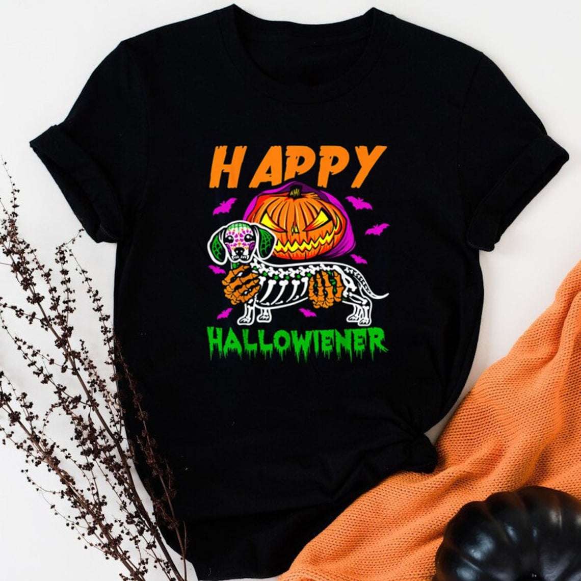 Evil Pumpkin Skeleton Dachshund - Happy Halloween, Halloween Costume