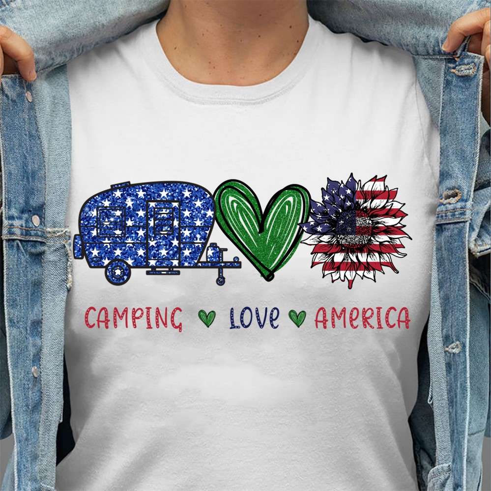 Camp Car Heart Sunflower - Camping love america