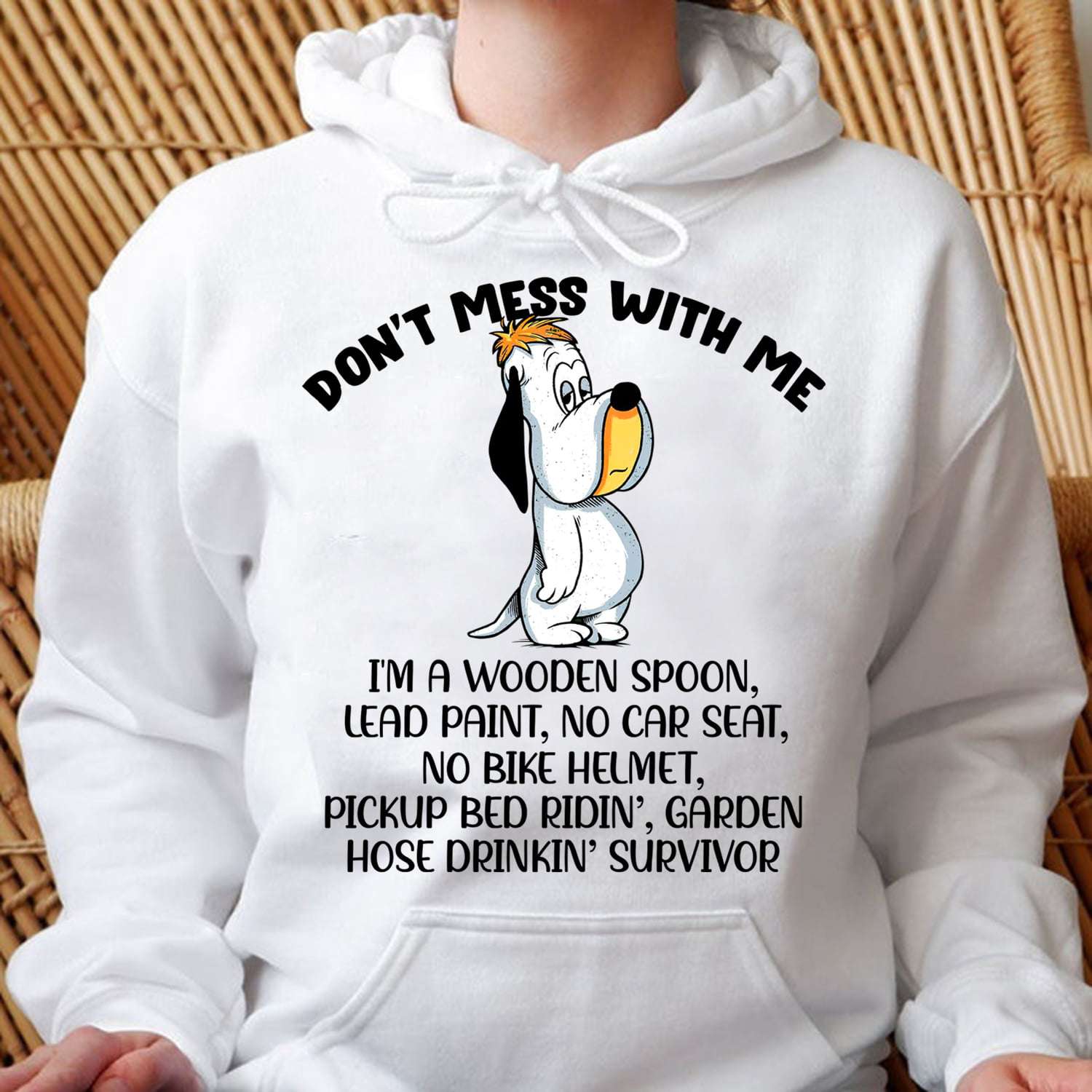 Droopy Dog - Don't mess with me i'm a wooden spoon lead paint no car seat no bike helmet
