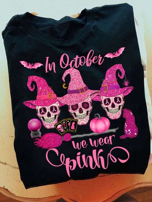 Breast Cancer Skull, Halloween Costume - In october we wear pink