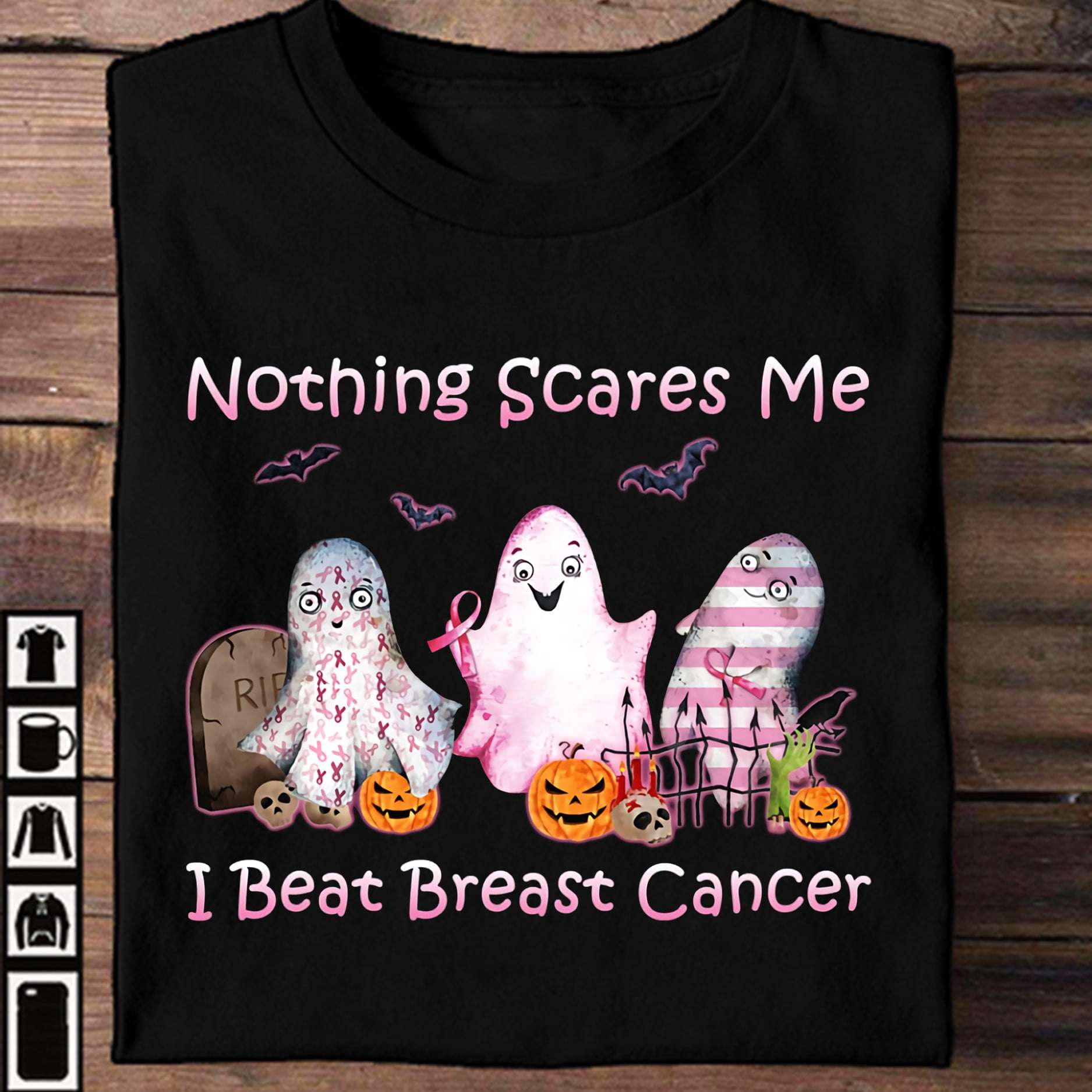 Breast Cancer Boo, Halloween Costume - Nothing scares me i beat breast cancer awareness