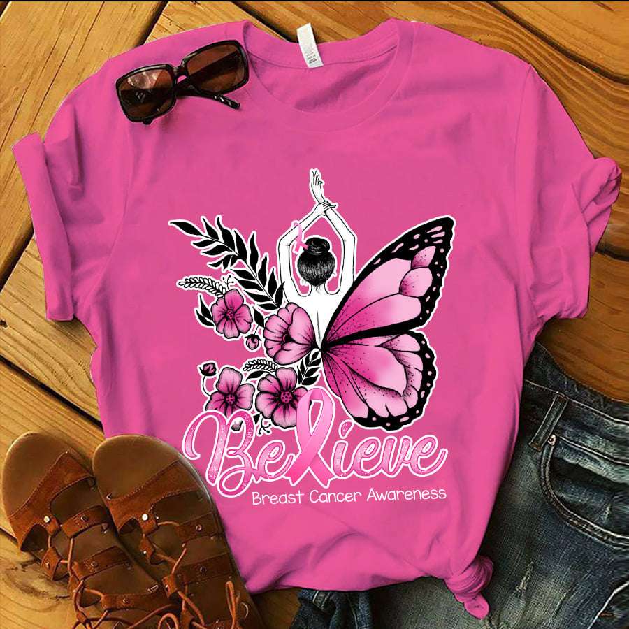 Butterfly Girl - Believe Breast Cancer Awareness