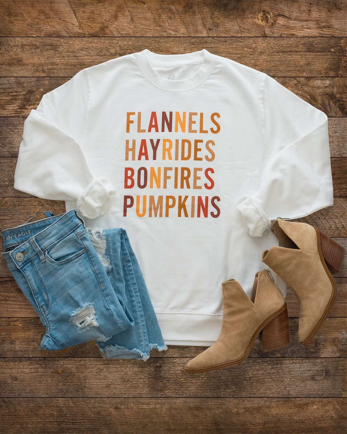 Flannels hayrides bonfires pumpkins