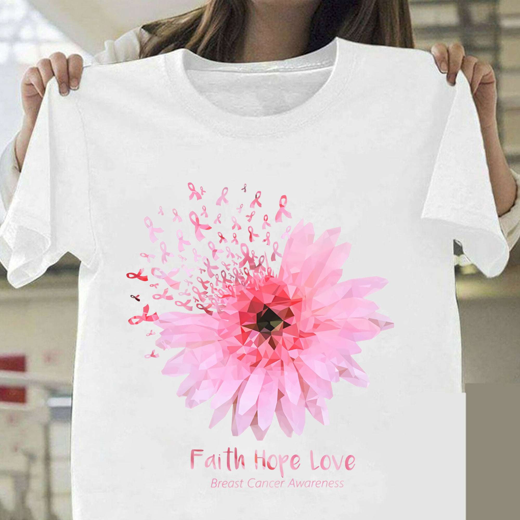 Breast Cancer Sunflower - Faith hope love breast cancer awareness