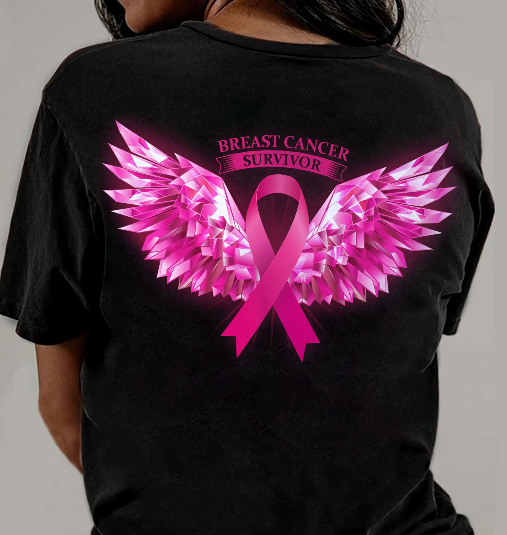 Wings Breast Cancer Ribbon - Breast cancer survivor