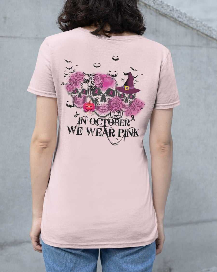 Breast Cancer Skull Witch, Halloween Costume - In october we wear pink