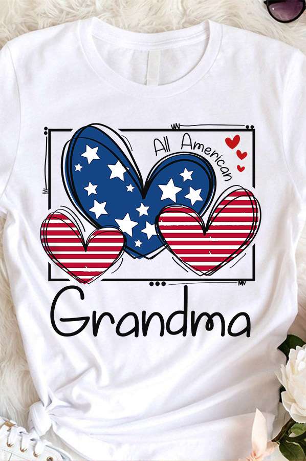 All American grandma - America flag, America heart