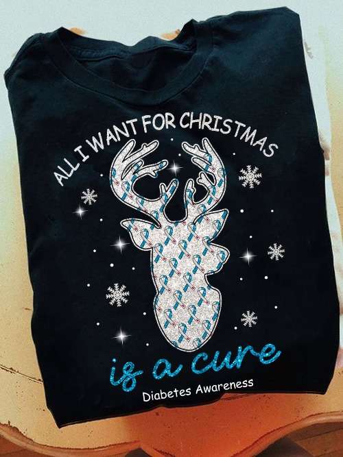 All I want for Christmas is a cure - Diabetes awareness, Deer Christmas Ribbon