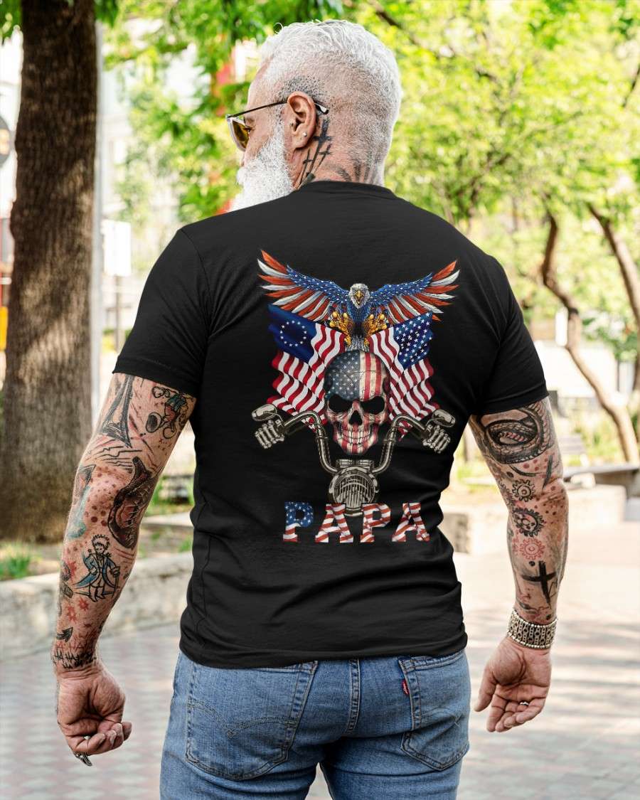 American papa - American papa biker, grandpa riding motorbike