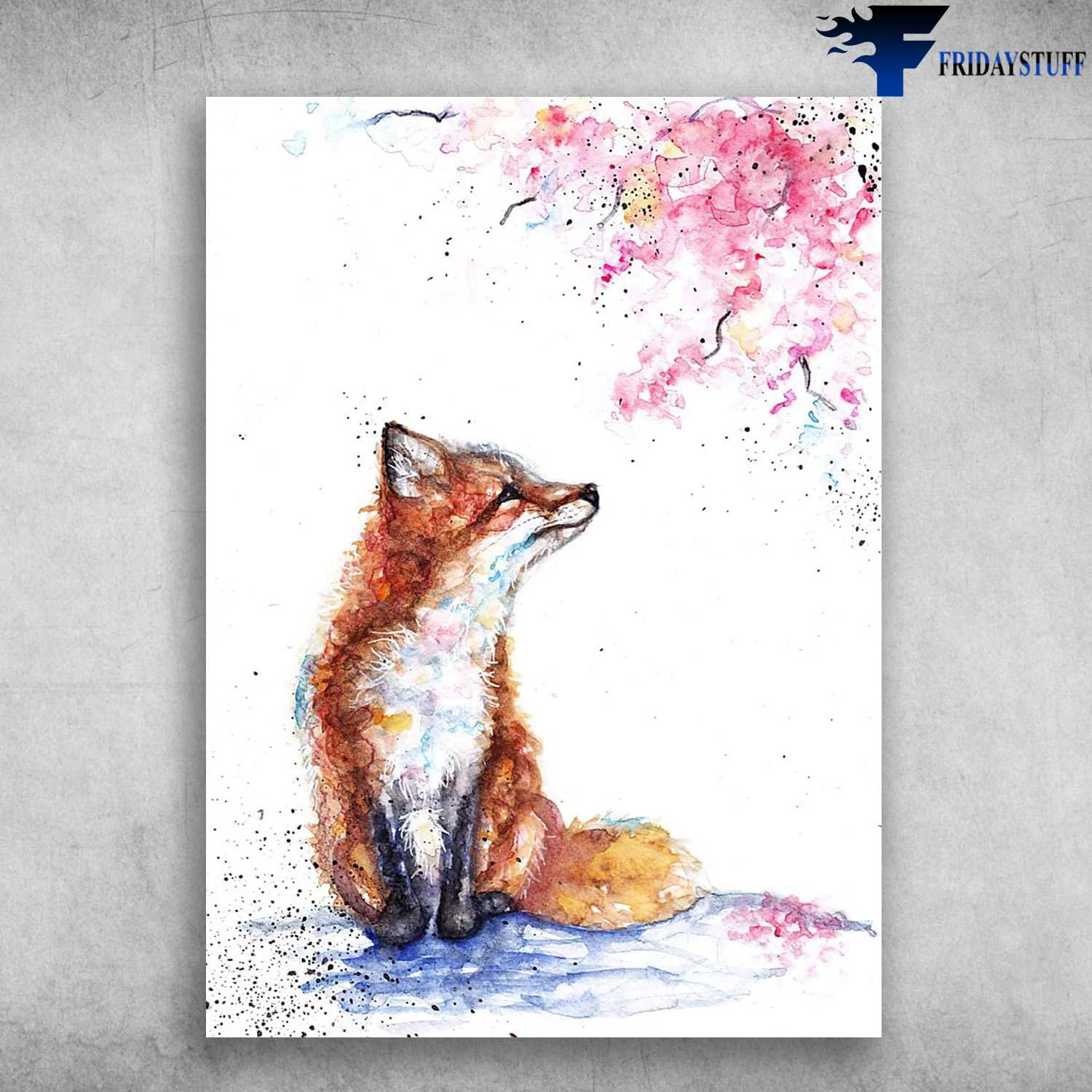Baby Fox, Flower Fox Painting