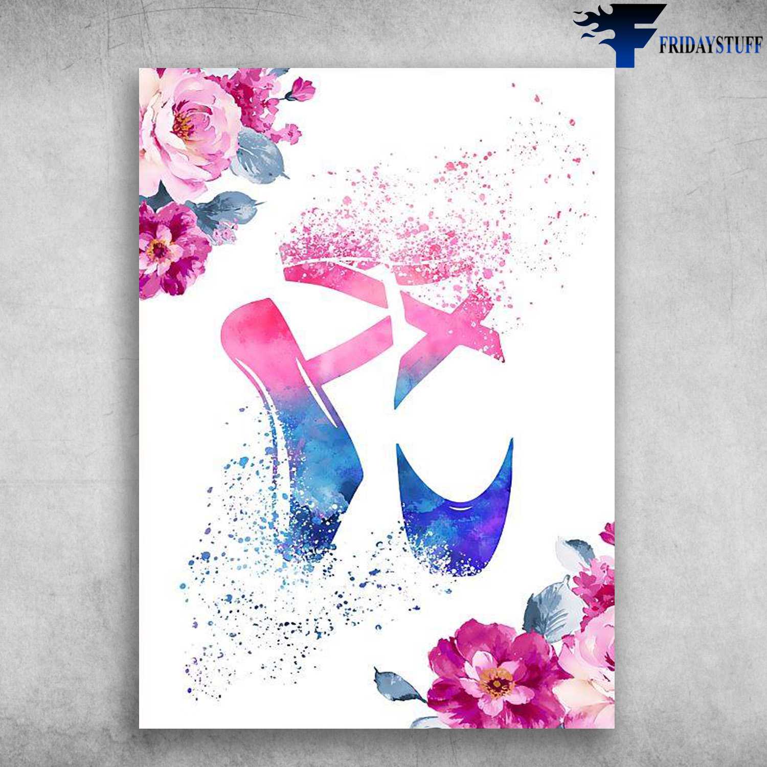 Ballet Shoes Poster - Flower Ballet Dancer
